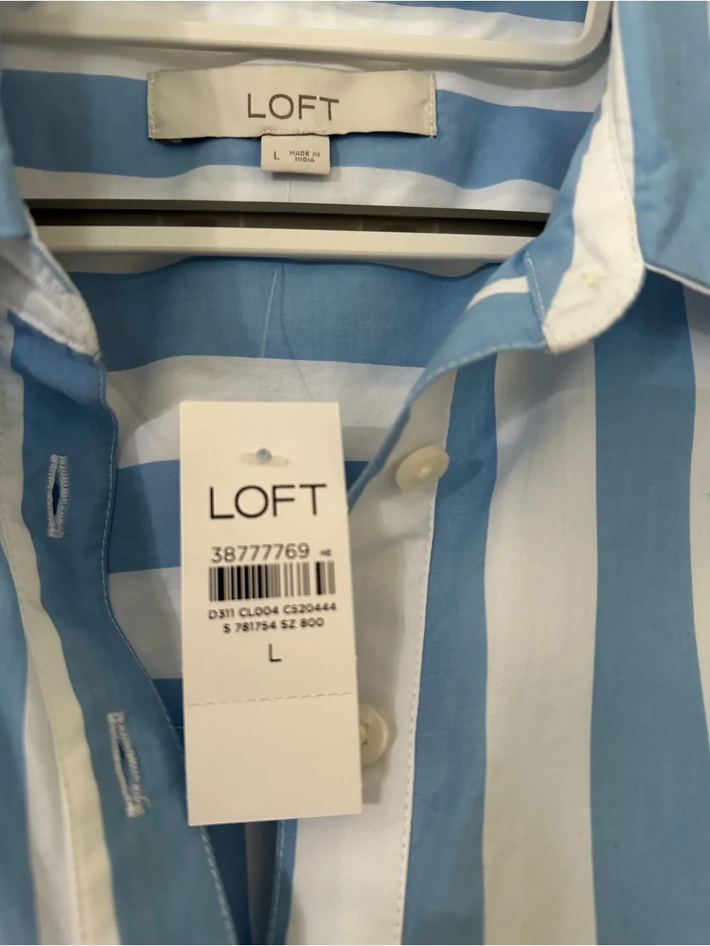 Loft Striped Henley Dolman Everyday Oversized Shirt Top Size Large NWT - Picture 6 of 9